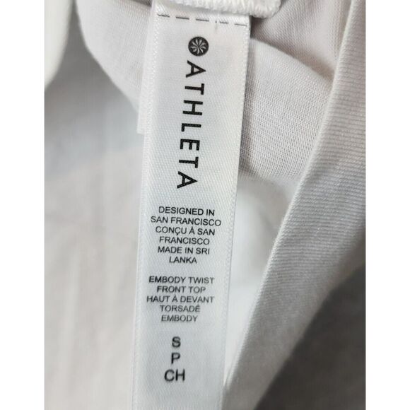 Athleta Women's Embody Twist-Front Top Size S White Athleisure Gym 3/4 sleeve‎ - Picture 7 of 9